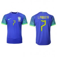 Camiseta Brasil Lucas Paqueta #7 Segunda Equipación Replica Mundial 2022 mangas cortas